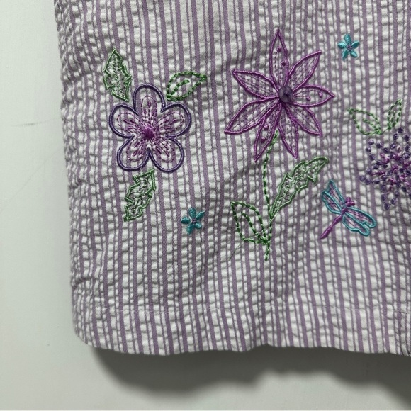 Vintage Purple White Seersucker Embroidered Set Top & Pants Set Size 14 Spring - Picture 8 of 16
